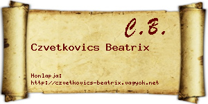 Czvetkovics Beatrix névjegykártya